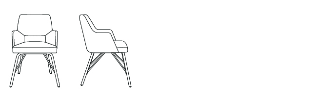 22294 – Arm Chair, with Four Leg Metal Base