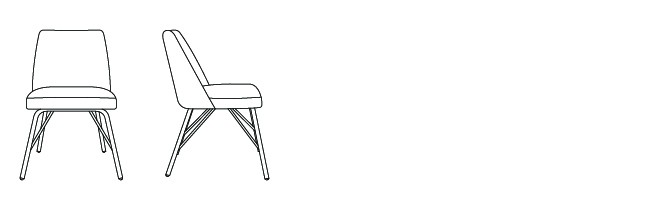 23461 – Armless Chair, with Four Leg Metal Base
