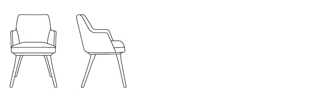 23463 – Arm Chair, with Four Leg Wood Base