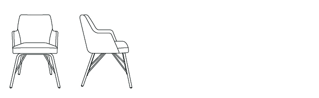 23464 – Arm Chair, with Four Leg Metal Base