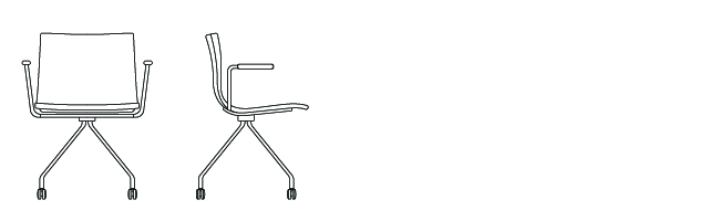 3538C - Swivel Four Leg Base, with Arms and Casters