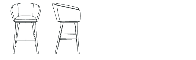 32330 – Bar Stool, with Arms and Four Leg Wood Base