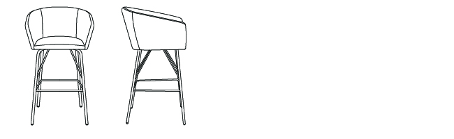 32331 – Bar Stool, with Arms and Four Leg Metal Base