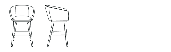 32333 – Counter Stool, with Arms and Four Leg Wood Base