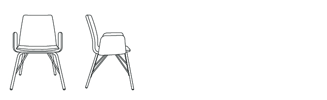 64629 – Arm Chair, with Four Leg Metal Base