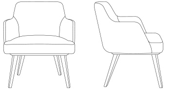 23466 – Lounge Chair, with Four Leg Wood Base